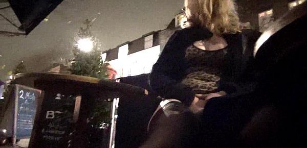 Blonde amateur babe Amber West flashing and outdoor masturbation of naughty exhi